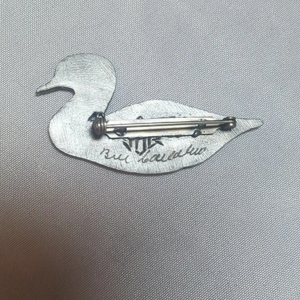Bill Callahan Hand Signed Pewter Vintage Mallard Duck Brooch Pin 2